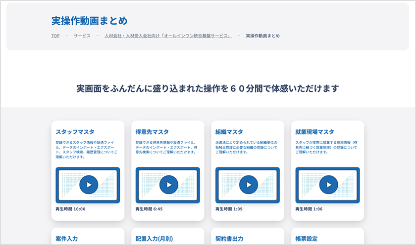 実操作動画まとめページのキャプチャ画像