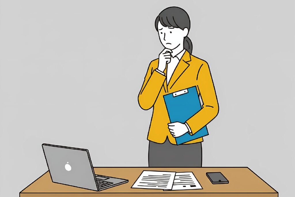 無期雇用派遣のデメリットについて考え込む派遣スタッフ