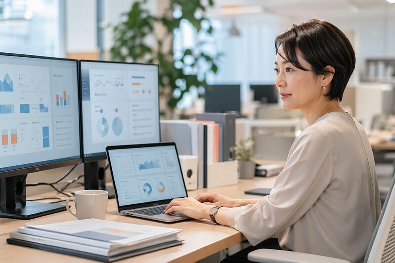 派遣業と職業紹介事業の兼業運営を管理する担当者のイメージ