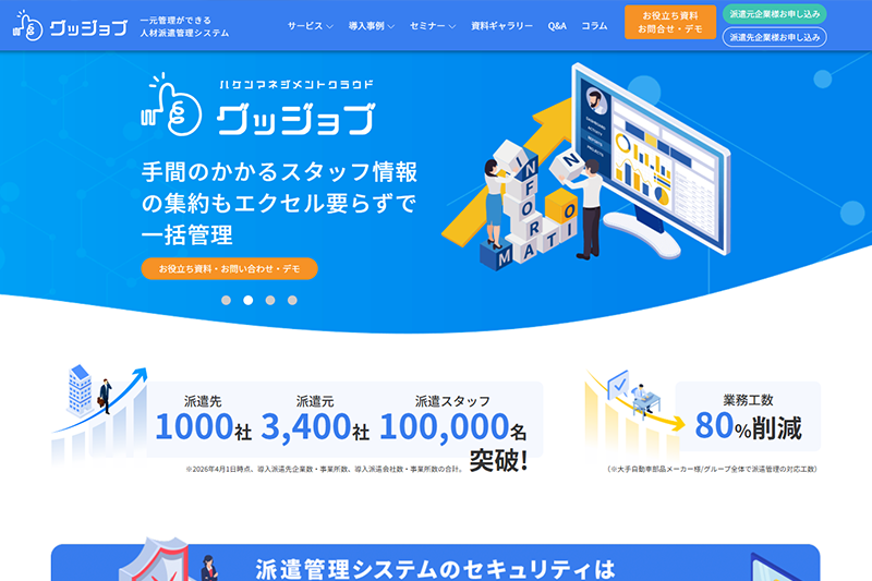 派遣管理システム グッジョブのWebサイト